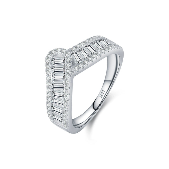 Wholesale Women's S925 Silver Niche Style Irregular Line Diamond Ring