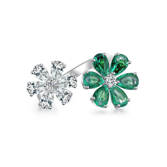 Wholesale Women's S925 Silver Opening Adjustable Forgetmenot Flower Ring With Electroplating