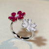 Wholesale Women's S925 Silver Opening Adjustable Forgetmenot Flower Ring With Electroplating
