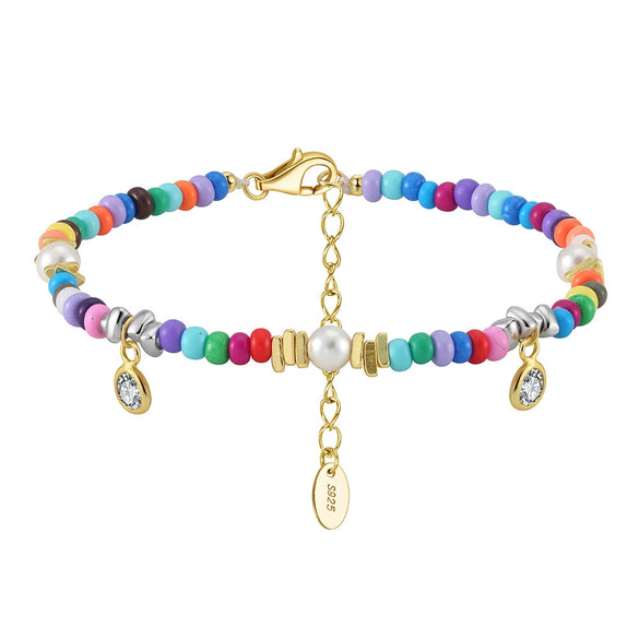 Wholesale Women's S925 Silver Pearl Chain Necklace With Geometric Beads And Electroplating Treatment