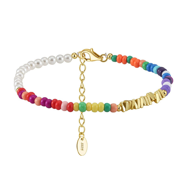 Wholesale Women's S925 Silver Pearl Chain Necklace With Geometric Beads And Electroplating Treatment