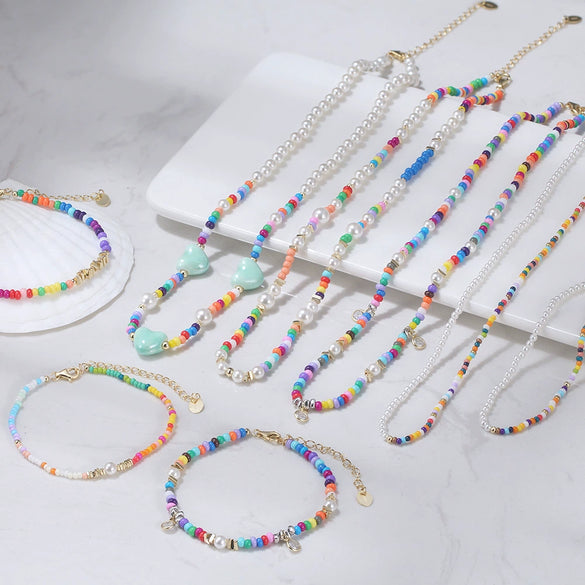 Wholesale Women's S925 Silver Pearl Chain Necklace With Geometric Beads And Electroplating Treatment