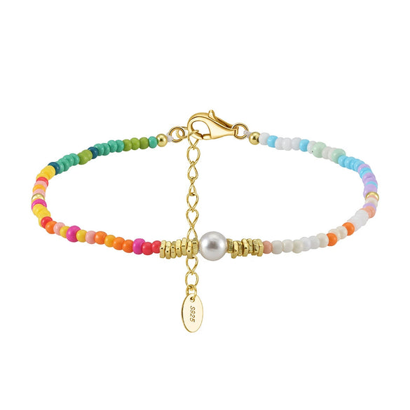 Wholesale Women's S925 Silver Pearl Chain Necklace With Geometric Beads And Electroplating Treatment