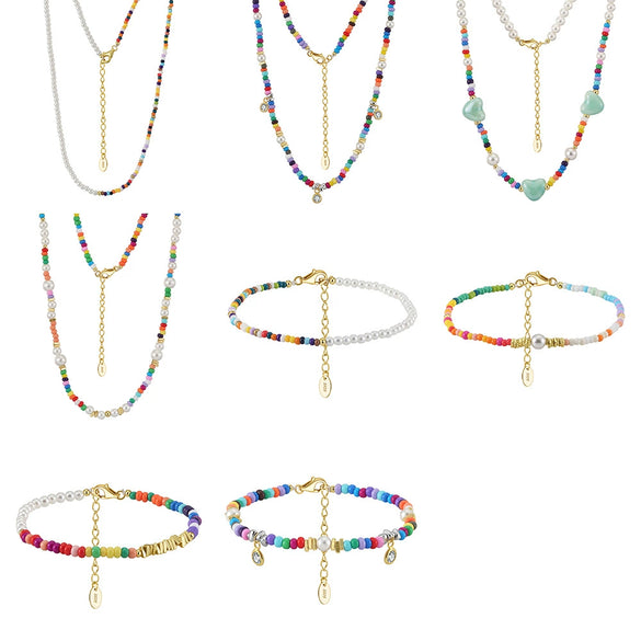 Wholesale Women's S925 Silver Pearl Chain Necklace With Geometric Beads And Electroplating Treatment