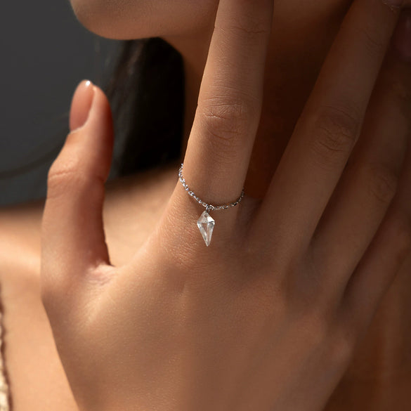 Wholesale Women's S925 Silver Rhombusshaped Electroplated Niche Design Ring