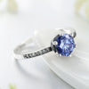 Wholesale Women's S925 Silver Ring With Blue Zircon And Crown Design