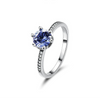 Wholesale Women's S925 Silver Ring With Blue Zircon And Crown Design