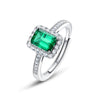 Wholesale Women's S925 Silver Ring With Cultivated Emerald And Geometric Retro Style