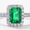 Wholesale Women's S925 Silver Ring With Cultivated Emerald And Geometric Retro Style