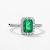 Wholesale Women's S925 Silver Ring With Cultivated Emerald And Geometric Retro Style