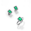 Wholesale Women's S925 Silver Ring With Cultivated Emerald And Geometric Retro Style