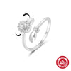 Wholesale Women's S925 Silver Ring With Hot Bow Element Geometric Shape Rotatable Decompression Opening Adjusting Zirconia Design