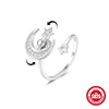 Wholesale Women's S925 Silver Ring With Hot Bow Element Geometric Shape Rotatable Decompression Opening Adjusting Zirconia Design