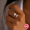 Wholesale Women's S925 Silver Ring With Hot Bow Element Geometric Shape Rotatable Decompression Opening Adjusting Zirconia Design