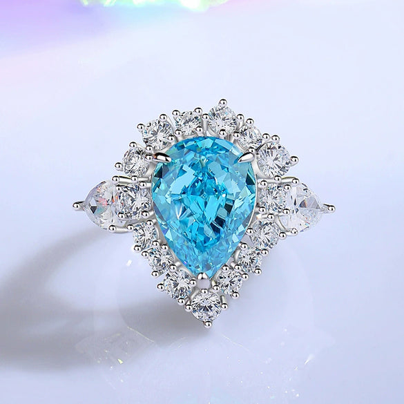 Wholesale Women's S925 Silver Ring With Pink Diamond And Drop Shape Design