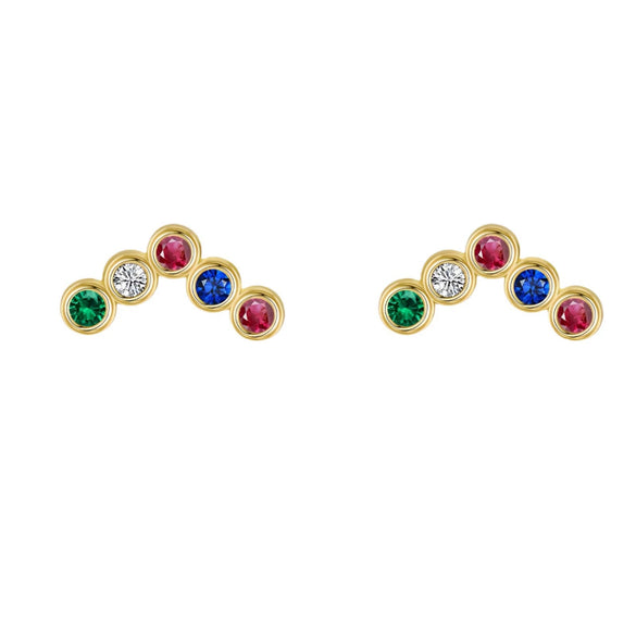 Wholesale Women's S925 Silver Round Geometric Rainbow Earrings Antiallergy Fashion