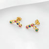 Wholesale Women's S925 Silver Round Geometric Rainbow Earrings Antiallergy Fashion