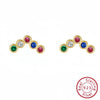 Wholesale Women's S925 Silver Round Geometric Rainbow Earrings Antiallergy Fashion