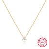 Wholesale Women's S925 Silver Simple Highend Clavicle Chain With Colorful Square Zircon Geometric Pendant And Electroplating Design