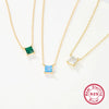 Wholesale Women's S925 Silver Simple Highend Clavicle Chain With Colorful Square Zircon Geometric Pendant And Electroplating Design