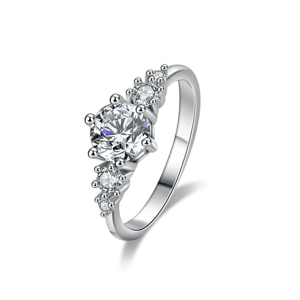 Wholesale Women's S925 Silver Simple Style Crown Pattern Diamond Ring