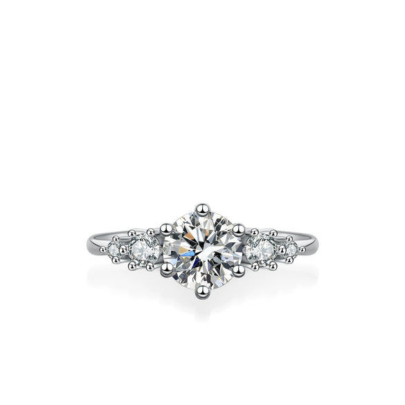 Wholesale Women's S925 Silver Simple Style Crown Pattern Diamond Ring