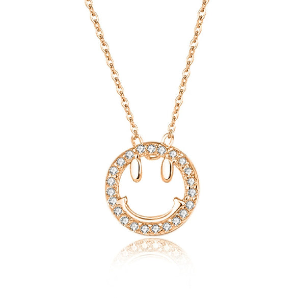 Wholesale Women's S925 Silver Smiley Hollow Diamond Geometric Clavicle Chain Pendant Necklace