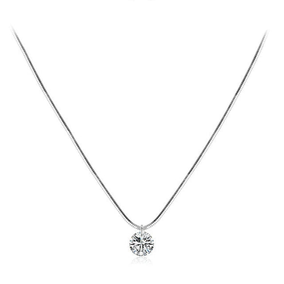 Wholesale Women's S925 Silver Snake Bone Chain Necklace With Single Diamond Geometric Design Seiko Craft