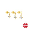 Wholesale Women's S925 Silver Stacking Style Geometric Earrings Set With Electroplating Horse Eye Zircon And Leaf Design