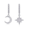 Wholesale Women's S925 Silver Starshaped Moissanite Inlaid Hoop Earrings