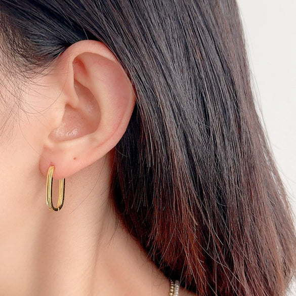 Wholesale Women's S925 Silver Ushaped Geometric Electroplated Earrings
