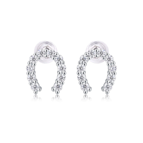Wholesale Women's S925 Silver Ushaped Moissanite Inlaid Elegant Earrings