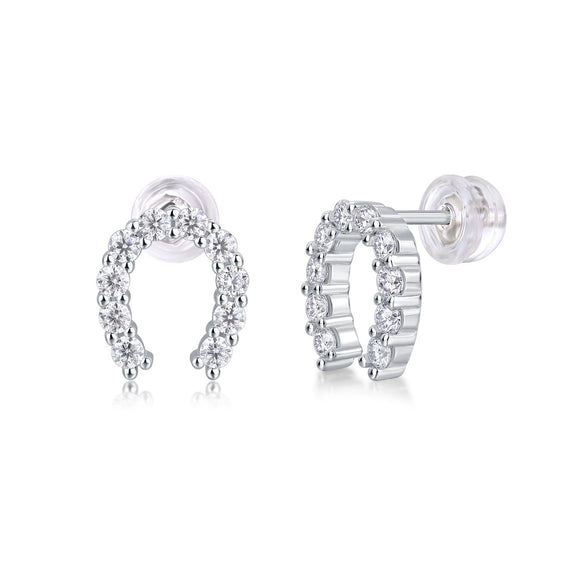 Wholesale Women's S925 Silver Ushaped Moissanite Inlaid Elegant Earrings