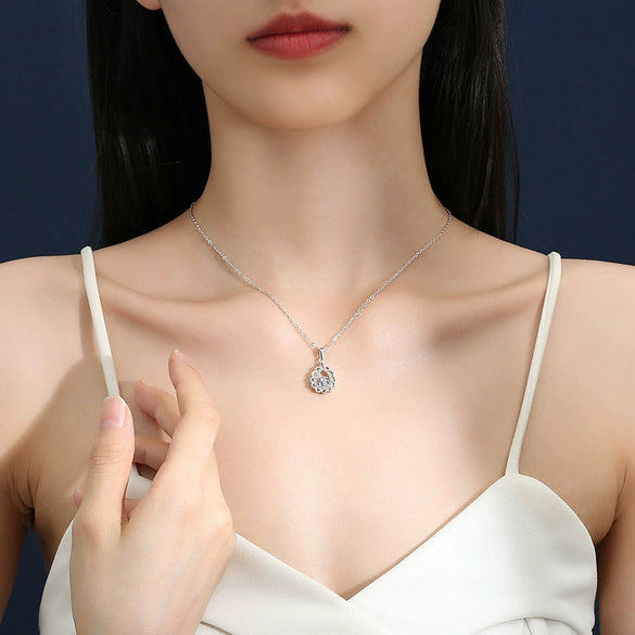 Wholesale Women's S925 Silver Water Drops Moissanite Pendant Necklace With Cross Chain Geometric Simple Style
