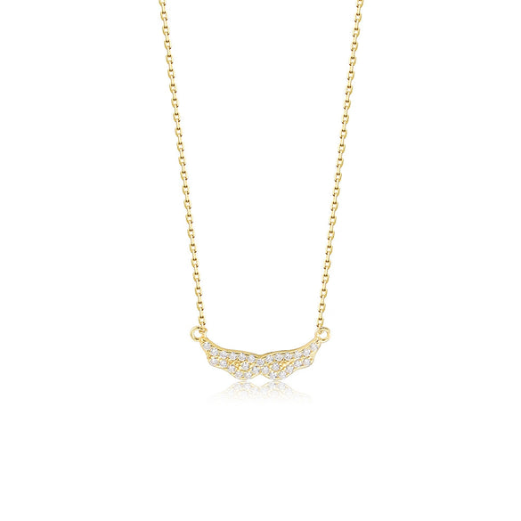 Wholesale Women's S925 Sterling Silver Angel Wings Geometric Diamond Clavicle Necklace