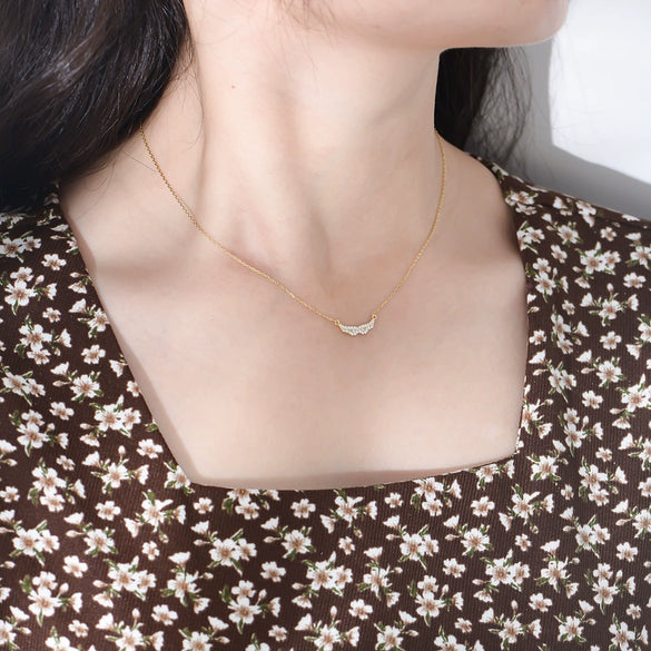 Wholesale Women's S925 Sterling Silver Angel Wings Geometric Diamond Clavicle Necklace