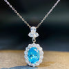 Wholesale Women's S925 Sterling Silver Aquamarine Necklace With Geometric Pigeon Egg Pendant And Diamond Inlay