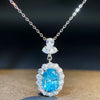Wholesale Women's S925 Sterling Silver Aquamarine Necklace With Geometric Pigeon Egg Pendant And Diamond Inlay