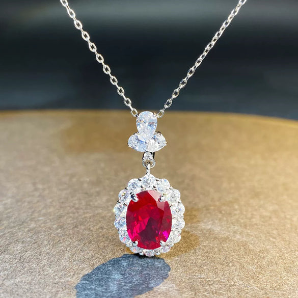 Wholesale Women's S925 Sterling Silver Aquamarine Necklace With Geometric Pigeon Egg Pendant And Diamond Inlay