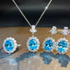 Wholesale Women's S925 Sterling Silver Aquamarine Necklace With Geometric Pigeon Egg Pendant And Diamond Inlay