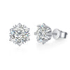 Wholesale Women's S925 Sterling Silver Artificial Diamond Heartshaped Snowflake Sixclaw Electroplated Earrings