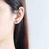 Wholesale Women's S925 Sterling Silver Artificial Diamond Heartshaped Snowflake Sixclaw Electroplated Earrings