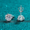 Wholesale Women's S925 Sterling Silver Artificial Diamond Heartshaped Snowflake Sixclaw Electroplated Earrings