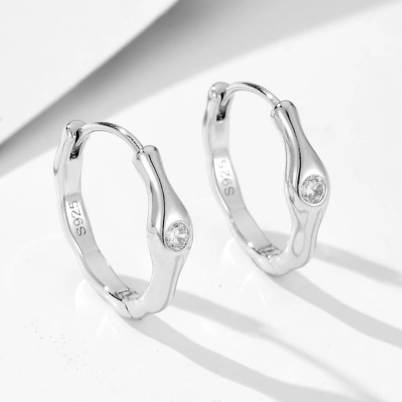 Wholesale Women's S925 Sterling Silver Asymmetrical Geometric Earrings Set With Diamonds