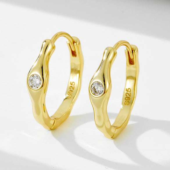 Wholesale Women's S925 Sterling Silver Asymmetrical Geometric Earrings Set With Diamonds