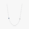 Wholesale Women's S925 Sterling Silver Blue Eye Cross Beaded Clavicle Necklace With Micro Inlay