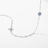 Wholesale Women's S925 Sterling Silver Blue Eye Cross Beaded Clavicle Necklace With Micro Inlay