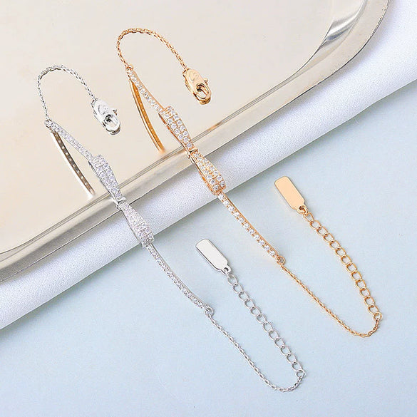 Wholesale Women's S925 Sterling Silver Bow Electroplated Necklace And Bracelet Jewelry