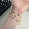 Wholesale Women's S925 Sterling Silver Bracelet With Clover Zircon Inlaid Butterfly Hollow Tail And Flower Pattern Electroplated