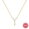 Wholesale Women's S925 Sterling Silver Butterfly Collarbone Necklace With Geometric Zircon Pendant And Electroplating Ochain